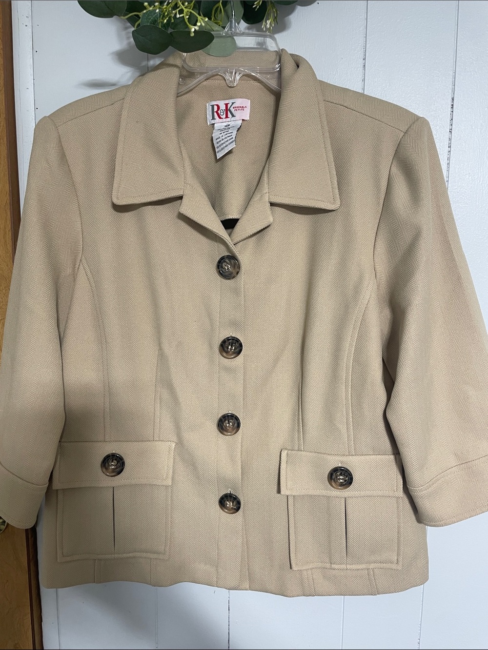 R&K Tan Women's Short Blazer with Button Front